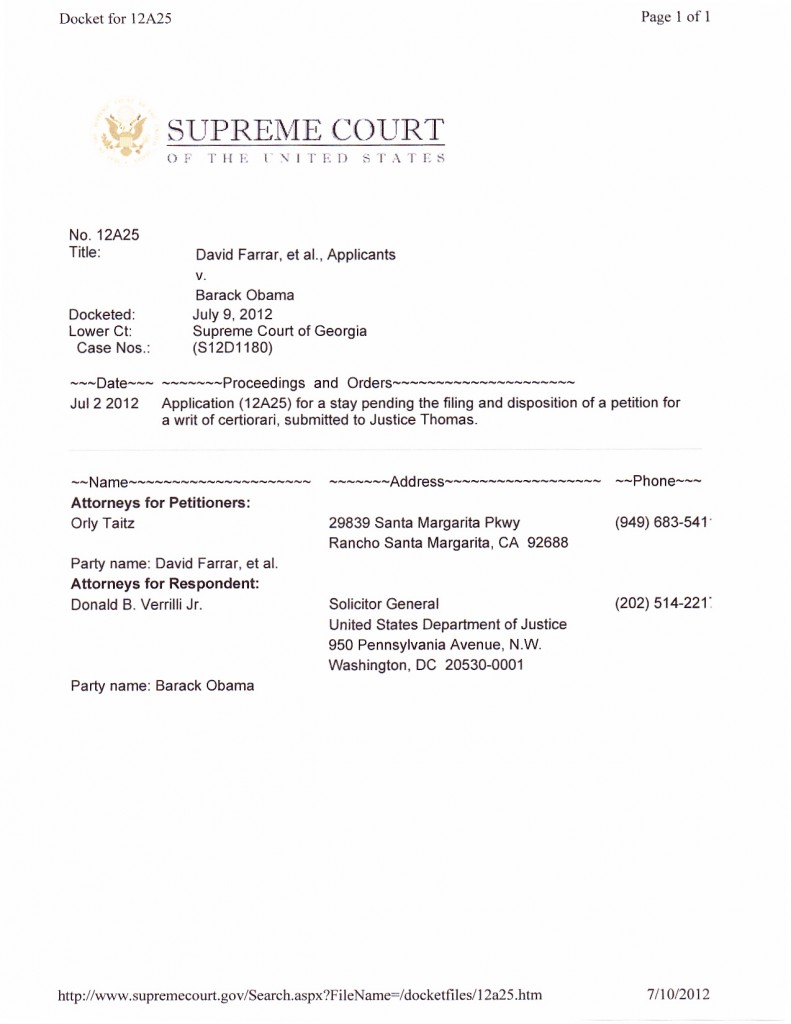 Farrar v Obama in front of the Supreme Court