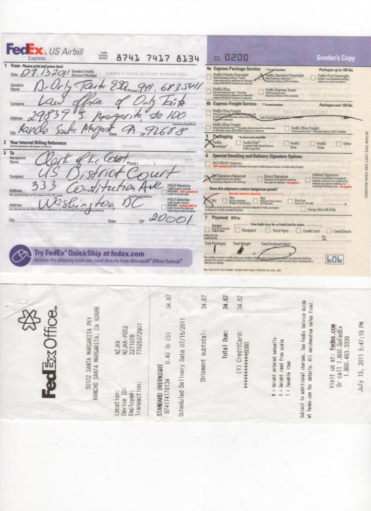Taitz v Astrue fed ex 07.13.2011