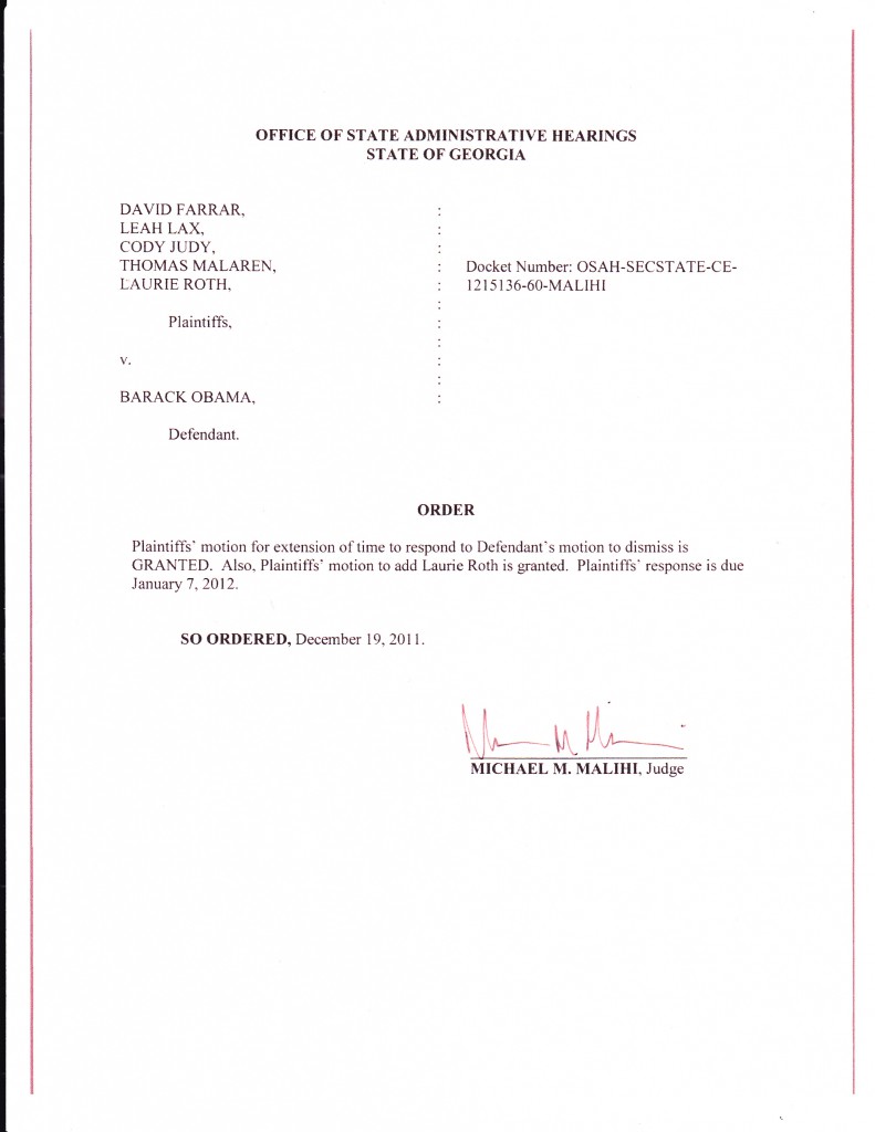Farrar order to add Laurie Roth and extend time
