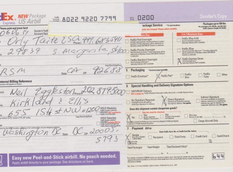 Eggleston Fedex receipt 06.11.2014